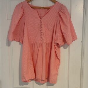 Terra & Sky Coral Striped Blouse